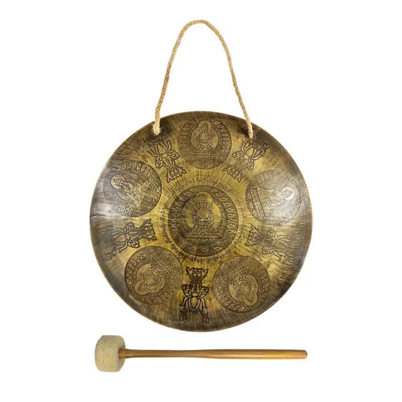 Gong de méditation - gravure bouddha 29 cm