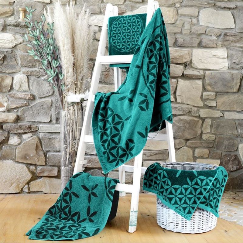 Serviette de bain Fleur de Vie émeraude/vert