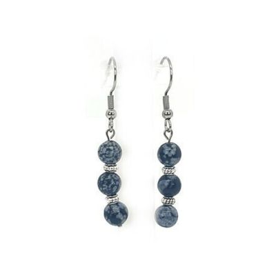 Boucles d'Oreilles Obsidienne Flocon de Neige, 6 mm