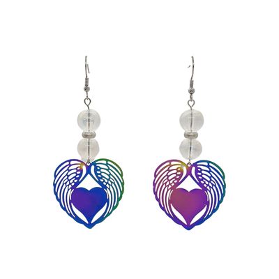Boucles d'Oreilles Cœur ailé - Angel Aura - 8mm