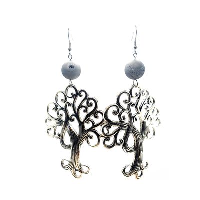 Boucles d'Oreilles - Agate vaporisé argent - 14 mm