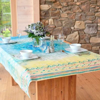 Nappe en coton "Rêve Bleu" – 198 x 130 cm