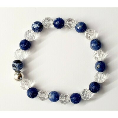 Bracelet cristal de roche et sodalite 8mm