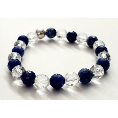 Bracelet cristal de roche et sodalite 8mm Bracelet cristal de roche et sodalite 8mm