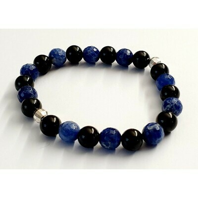 Bracelet sodalite et tourmaline noire 8mm