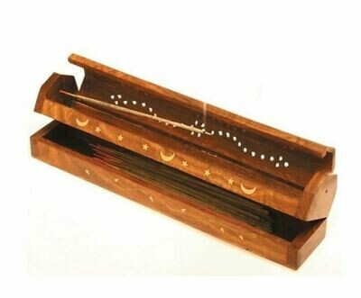 Brûle encens - Boîte en bois avec décorations