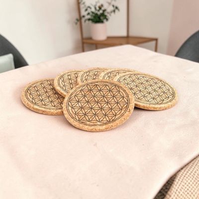 Dessous de Verre en Liège Fleur de Vie – Lot de 6