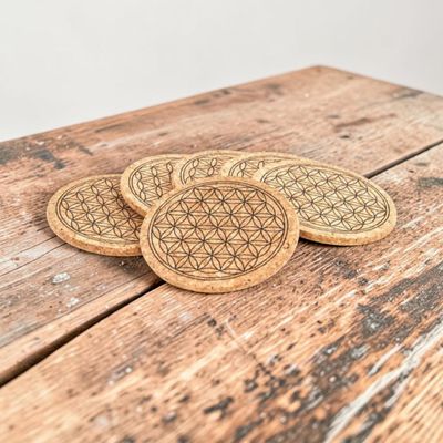 Dessous de Verre en Liège Fleur de Vie – Lot de 6