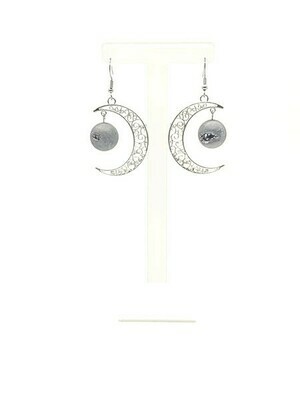 Boucles d'oreilles Agate vaporisé "argent"