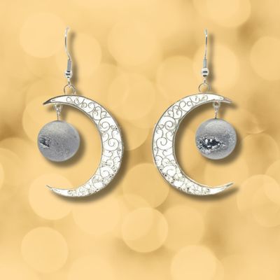 Boucles d'oreilles Agate vaporisé "argent" Boucles d'oreilles Agate vaporisé "argent"