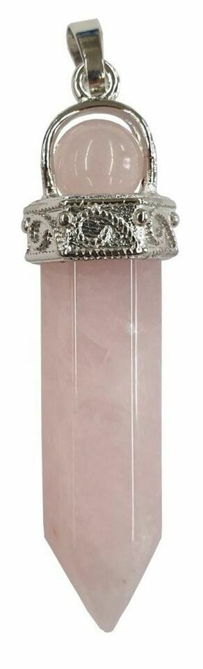 Pendentif pointe de quartz rose