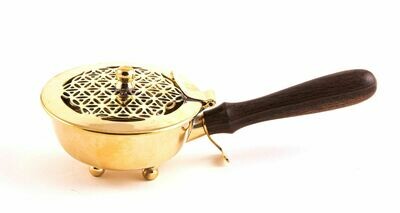 Brûle-encens Fleur de Vie avec poignée en bois