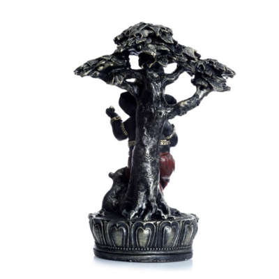 Figurine Ganesh Sous un Arbre - noir et or