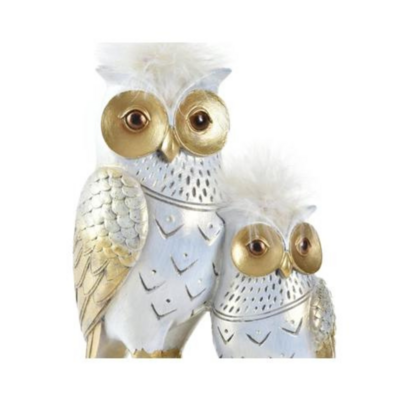 Paire de Hiboux Or et Blanc