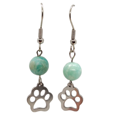 Boucles d'oreilles - Amazonite et patoune Boucles d'oreilles - Amazonite et patoune