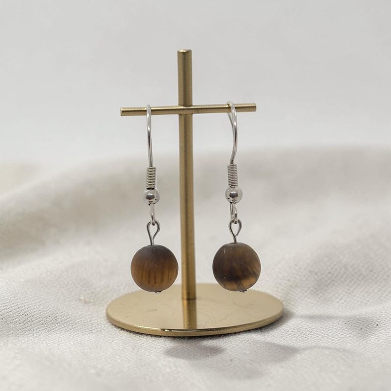 Boucles d'oreilles - Oeil de Tigre mat classe AB+
