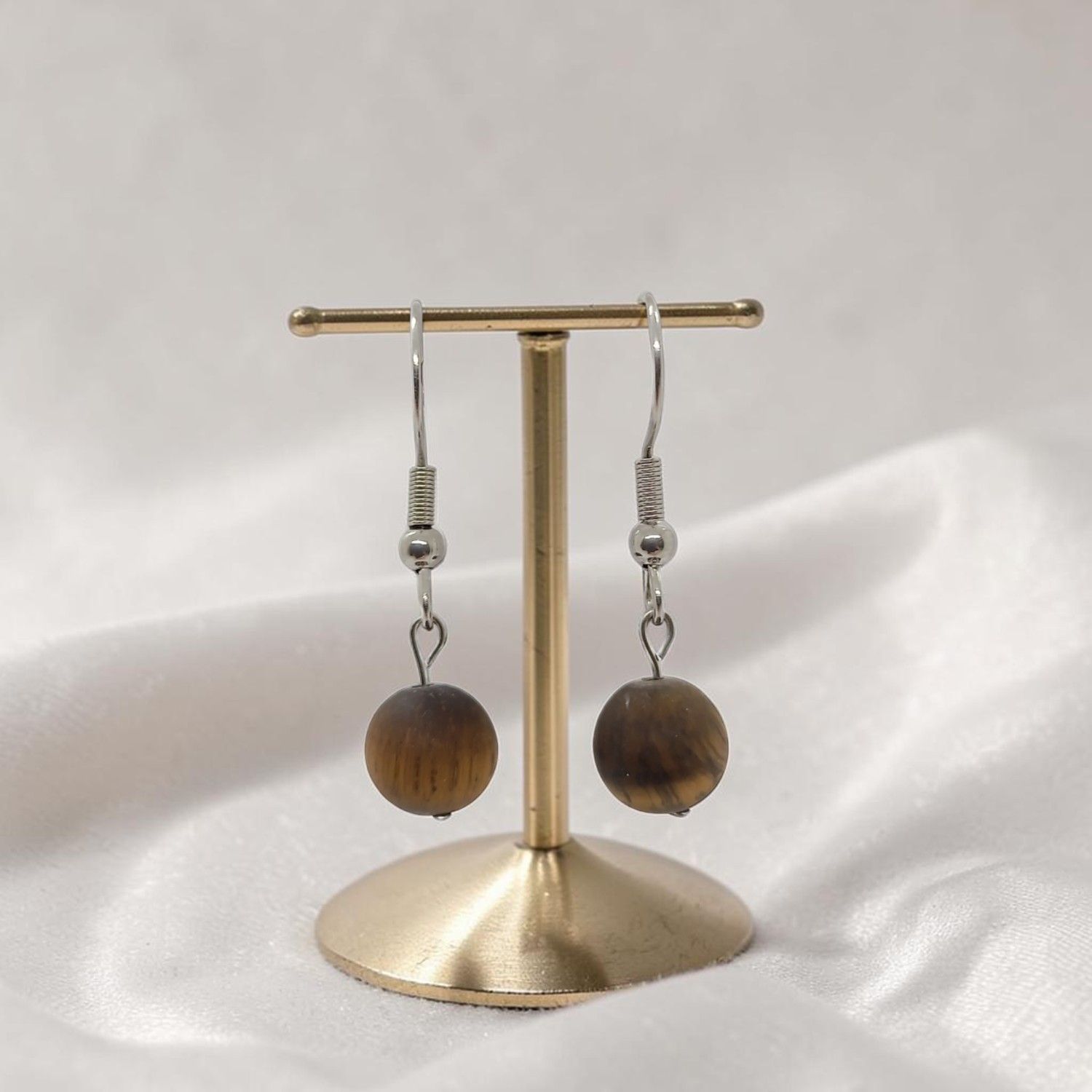 Boucles d'oreilles - Oeil de Tigre mat classe AB+
