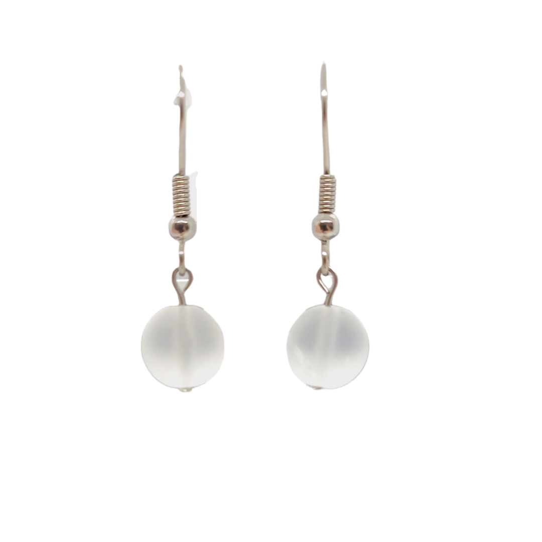 Boucles d'oreilles - Cristal de roche mat