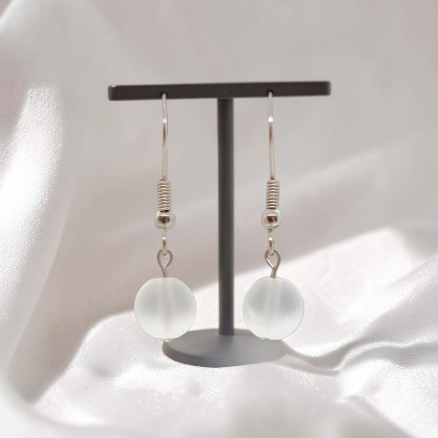 Boucles d'oreilles - Cristal de roche mat