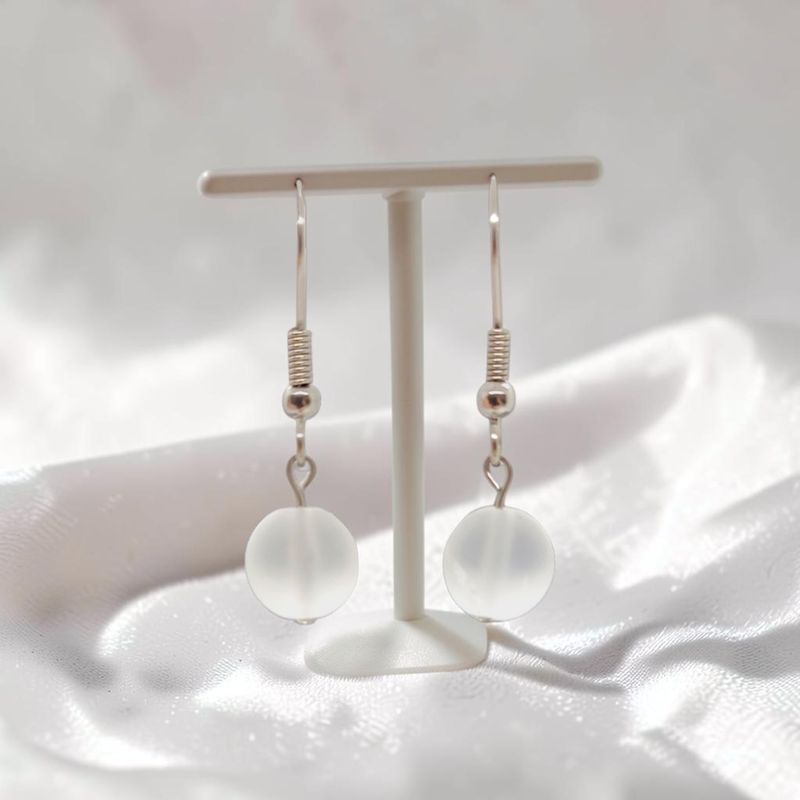 Boucles d'oreilles - Cristal de roche mat