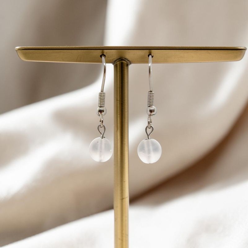Boucles d'oreilles - Cristal de roche mat