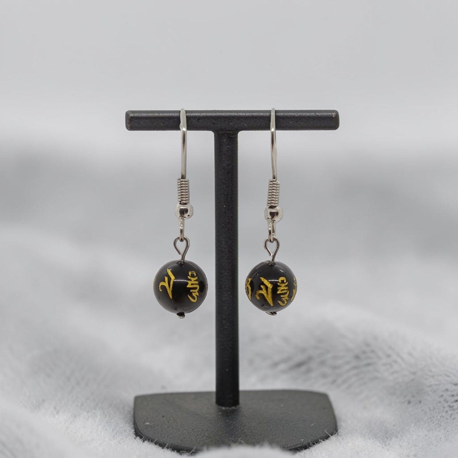Boucles d'oreilles - Obsidienne Sculptée