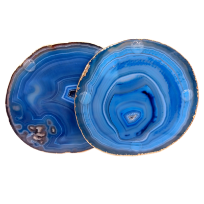 Dessous de verre - Agate teintée bleue