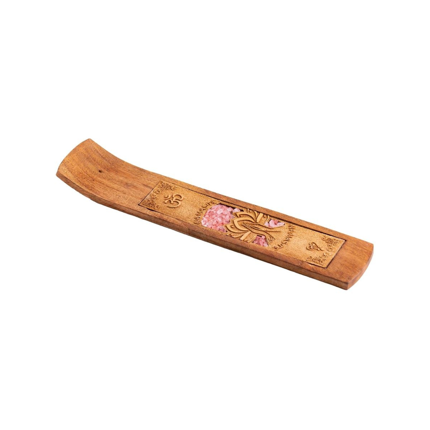 Porte-encens en bois - Namaste avec Quartz rose