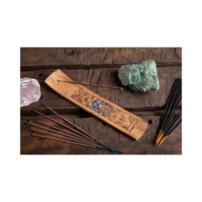 Porte-encens en bois - Bouddha avec Sodalite