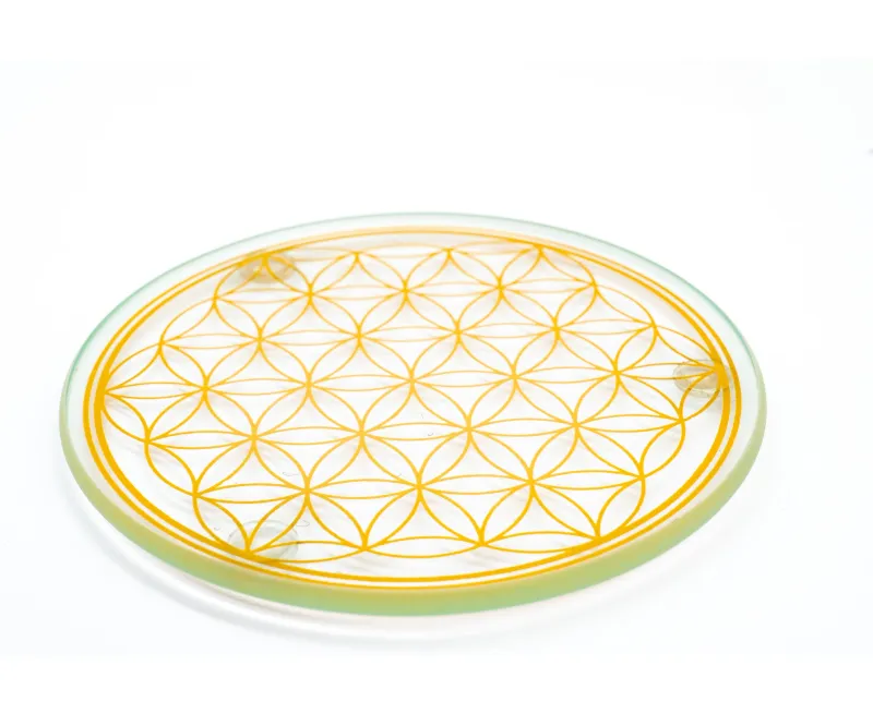 Sous verre Fleur de vie doré 9cm