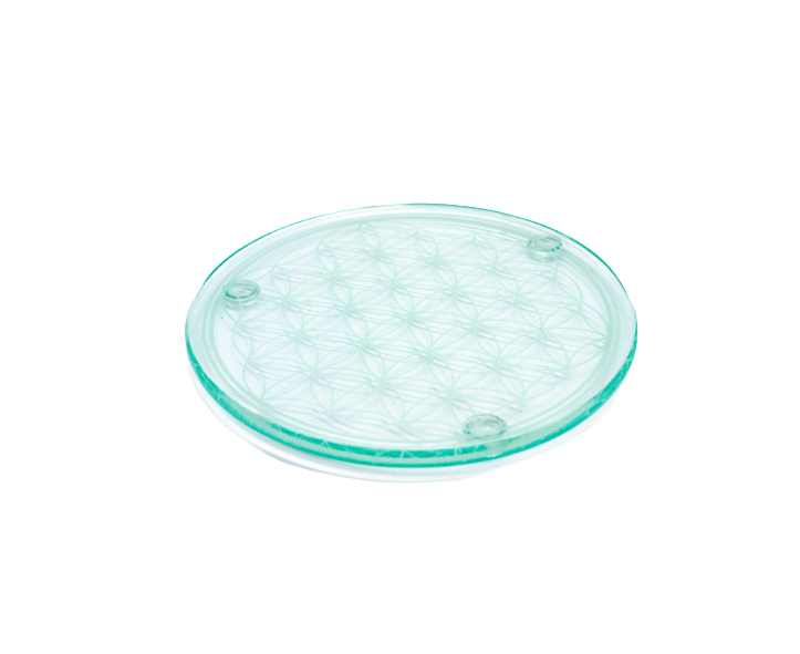 Sous verre Fleur de vie blanc 9cm