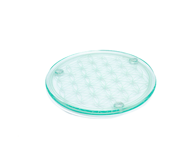 Sous verre Fleur de vie blanc 9cm