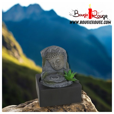Fontaine Tête de Bouddha avec Rocher – 25 cm
