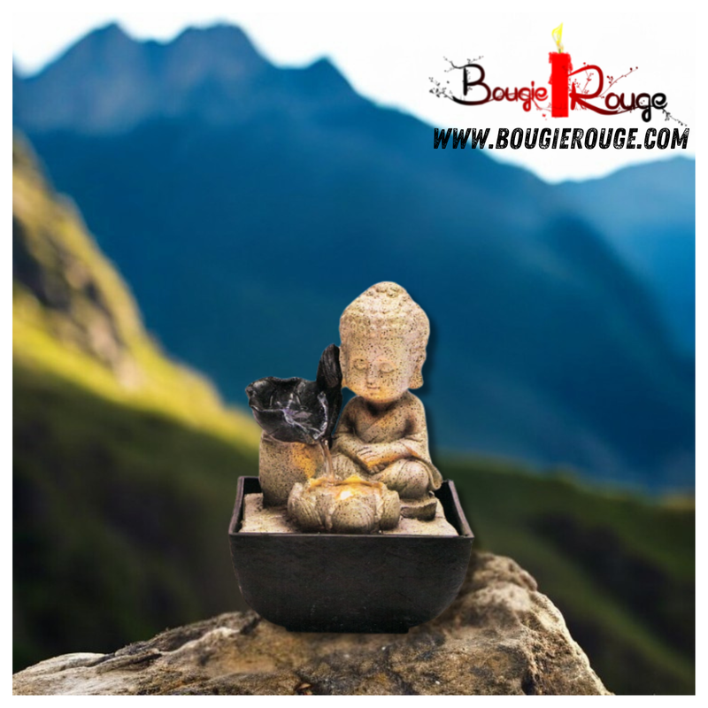 Fontaine Bouddha Enfant avec Éclairage LED – 21,5 cm