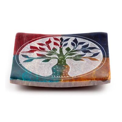 Porte-Encens Arbre de Vie Multicolore en Pierre