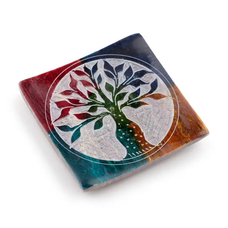 Porte-Encens Arbre de Vie Multicolore en Pierre