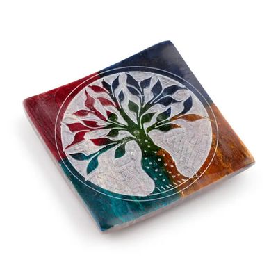 Porte-Encens Arbre de Vie Multicolore en Pierre