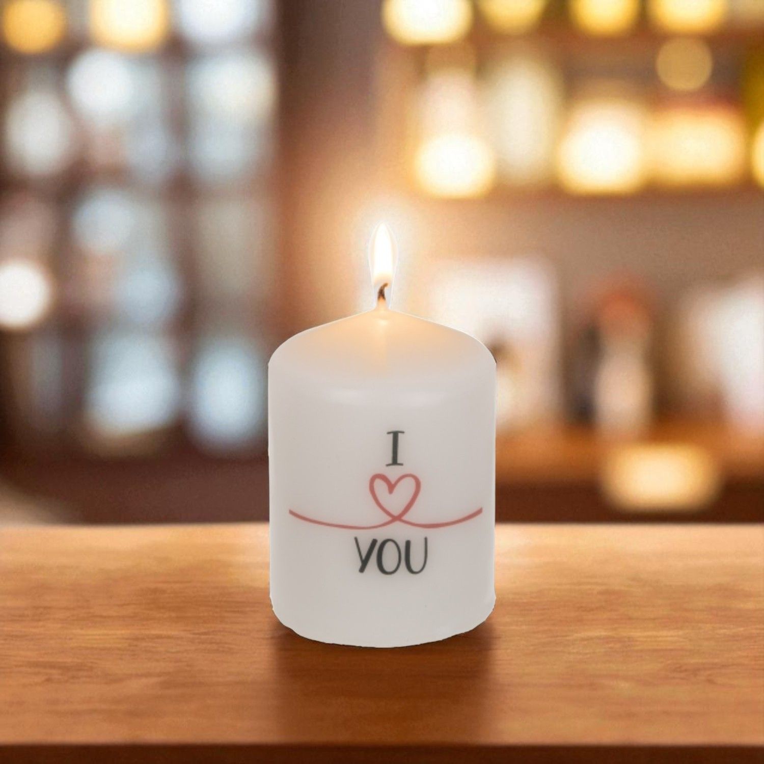 Bougie Cylindre Blanche – I Love You - 8cm