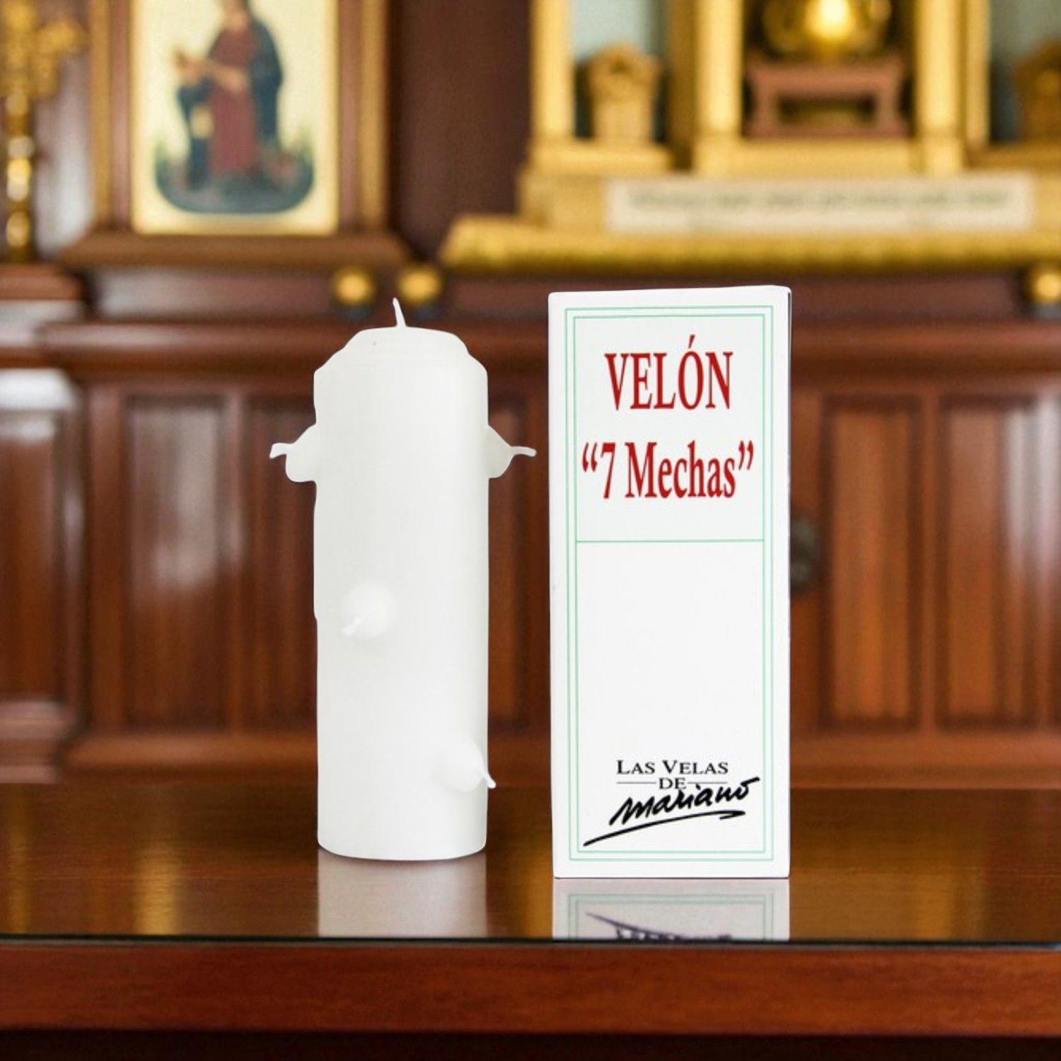 Bougie 7 Mèches Blanche – Las Velas de Mariano Bougie 7 Mèches Blanche – Las Velas de Mariano