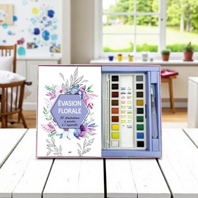 Coffret Aquarelle - Évasion florale - 30 illustrations