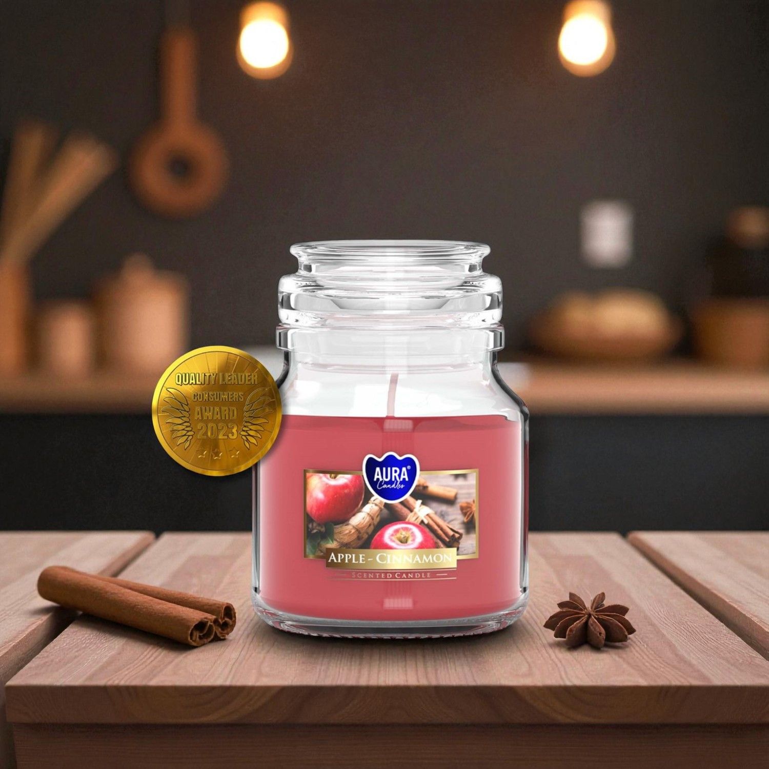 Bougie Parfumée Cannelle & Pomme – Aura Candles - 28h Bougie Parfumée Cannelle & Pomme – Aura Candles - 28h