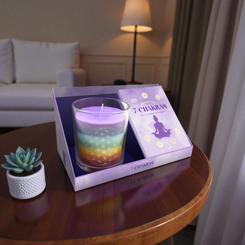 Coffret bougie + livret - Illuminer mes 7 chakras - Lucile Huguet