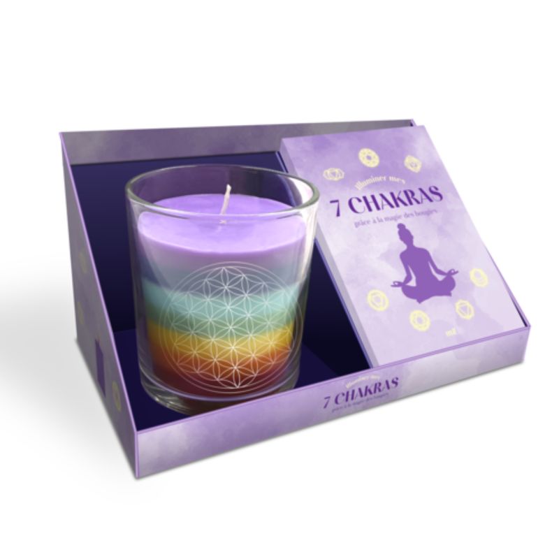 Coffret bougie + livret - Illuminer mes 7 chakras - Lucile Huguet