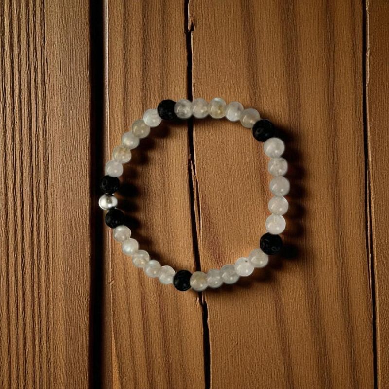 Bracelet labradorite &amp; pierre de lave 6mm - Protection, ancrage &amp; énergie de transformation