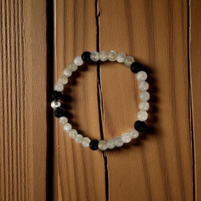 Bracelet labradorite &amp; pierre de lave 6mm - Protection, ancrage &amp; énergie de transformation