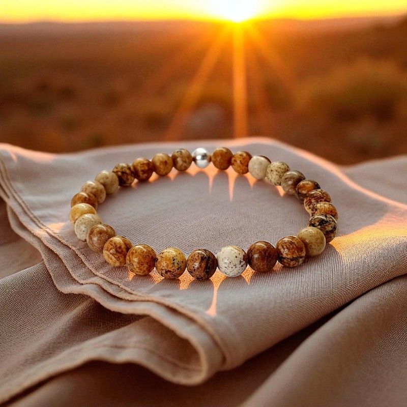 Bracelet jaspe paysage 6mm - créativité - vision intérieur et stabilité émotionnelle