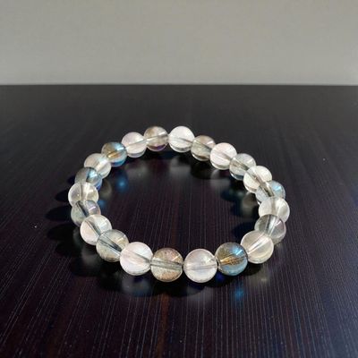 Bracelet aqua aura &amp; angel aura 8mm - Paix – Sagesse – Connexion spirituelle – Protection énergétique