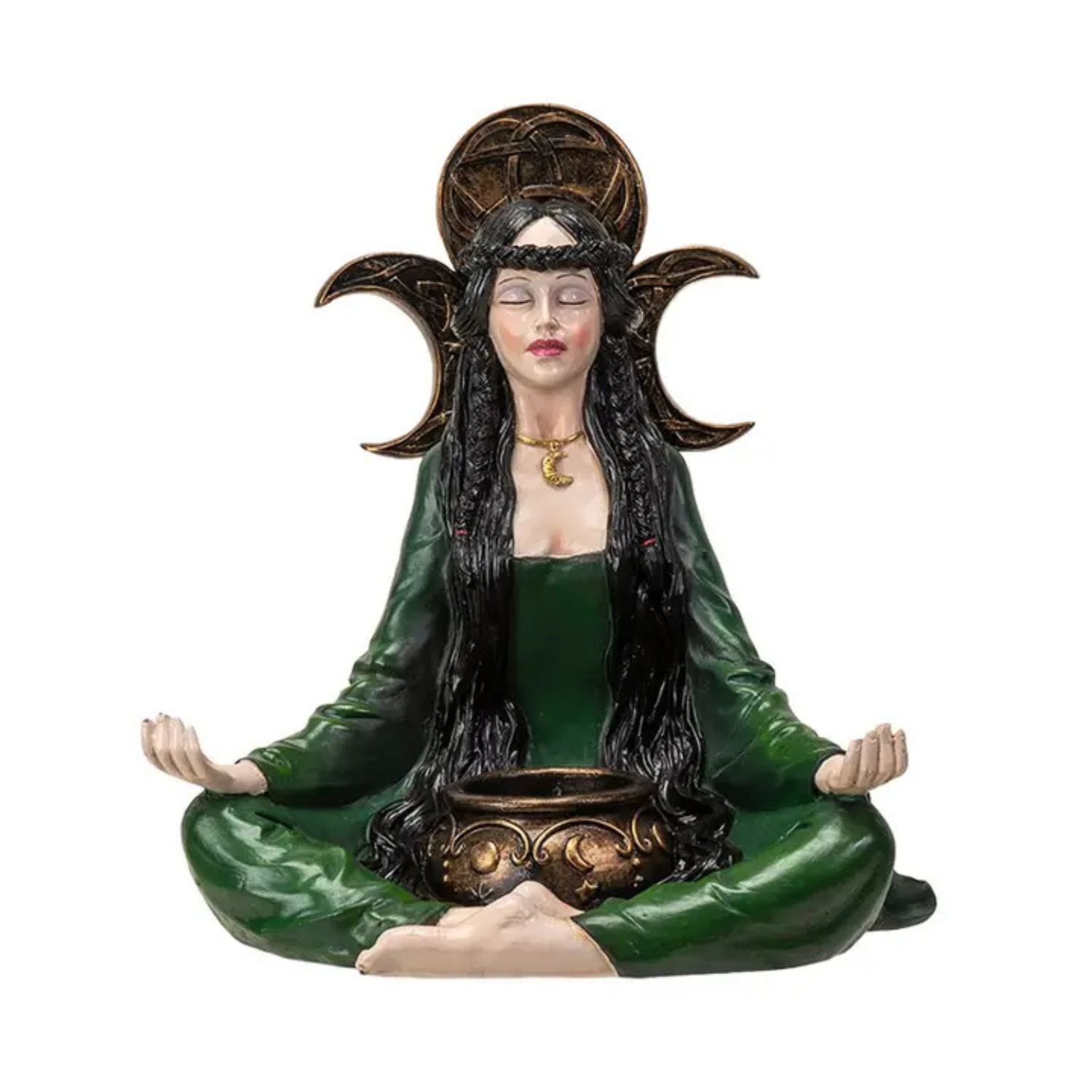 Figurine Sorcière Triple Lune avec Porte-Bougie