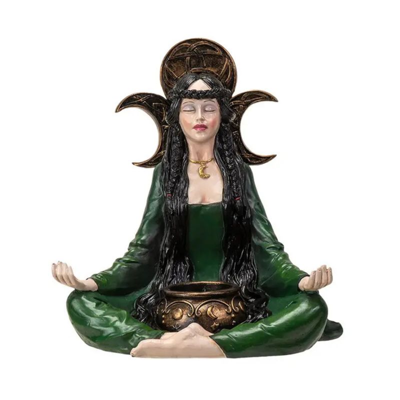 Figurine Sorcière Triple Lune avec Porte-Bougie