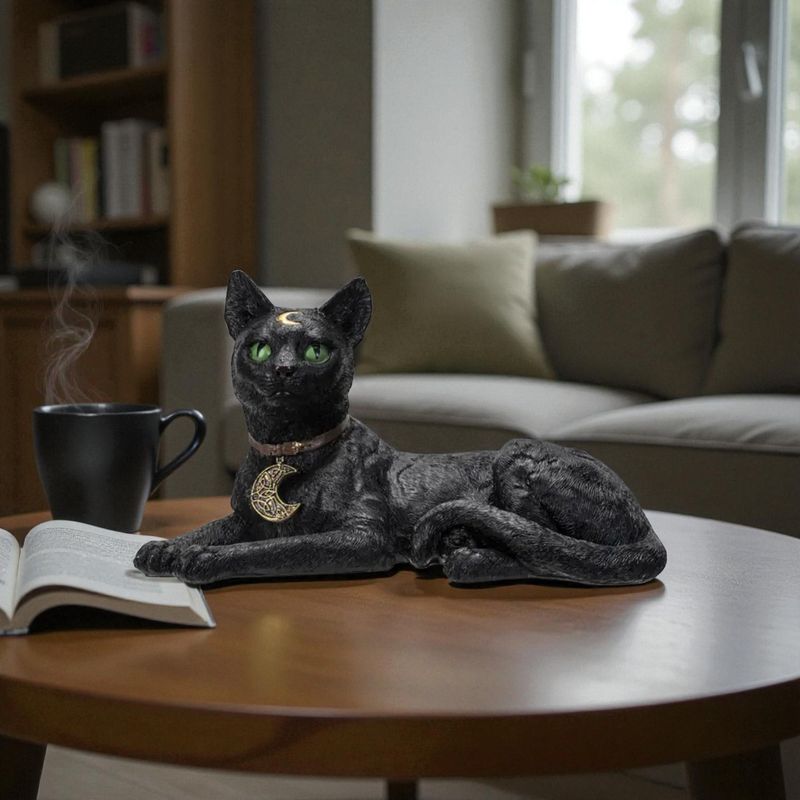 Figurine Chat Noir Wiccan Allongé